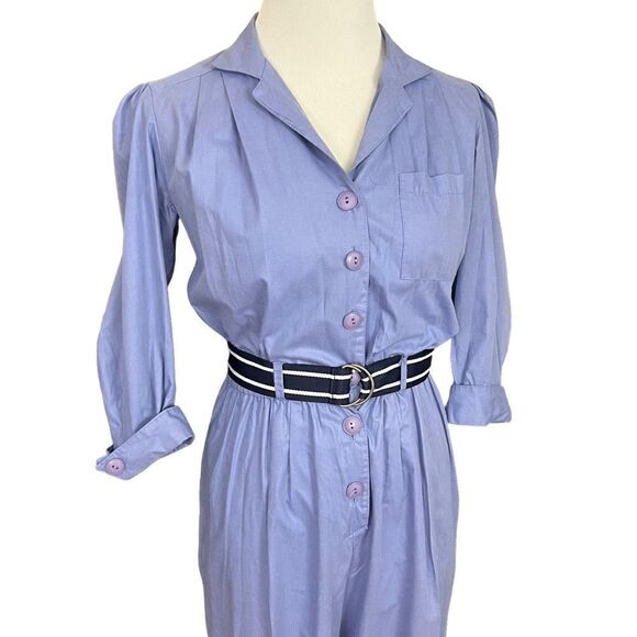 Vintage 90’s Byer Too! Blue Button Down Cotton Blend Jumpsuit S - Picture 4 of 9
